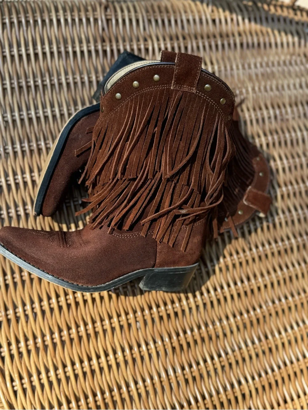SHYANNE® GIRLS' FRINGE SNIP TOE WESTERN BOOTS Size 1